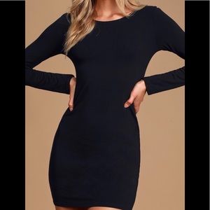 SOLD--Body-con black sweater dress